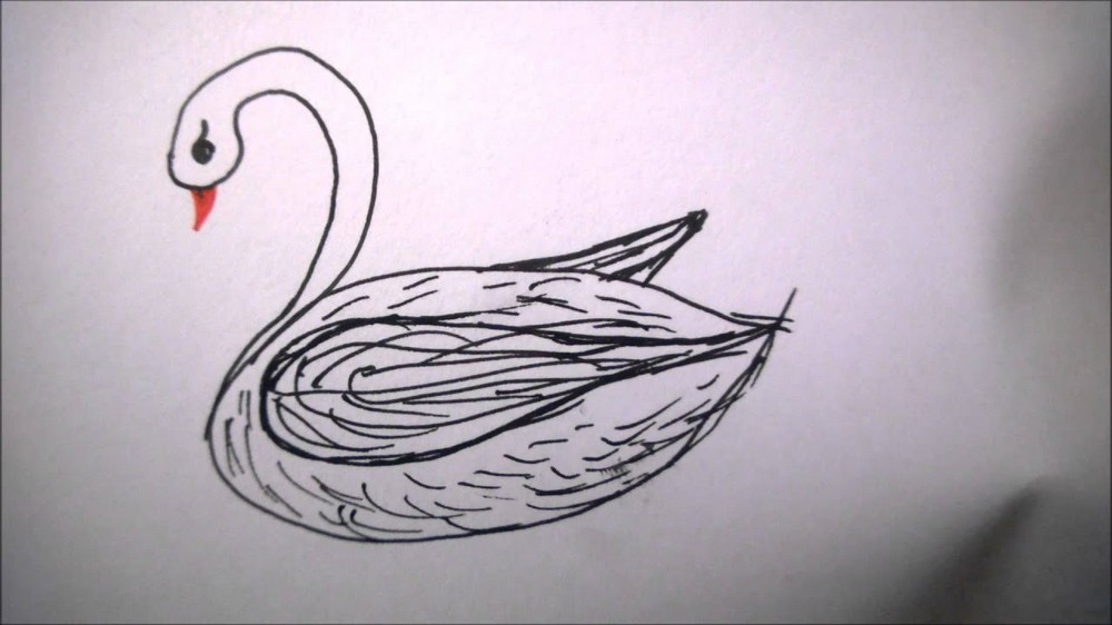 Детский рисунок лебедя
